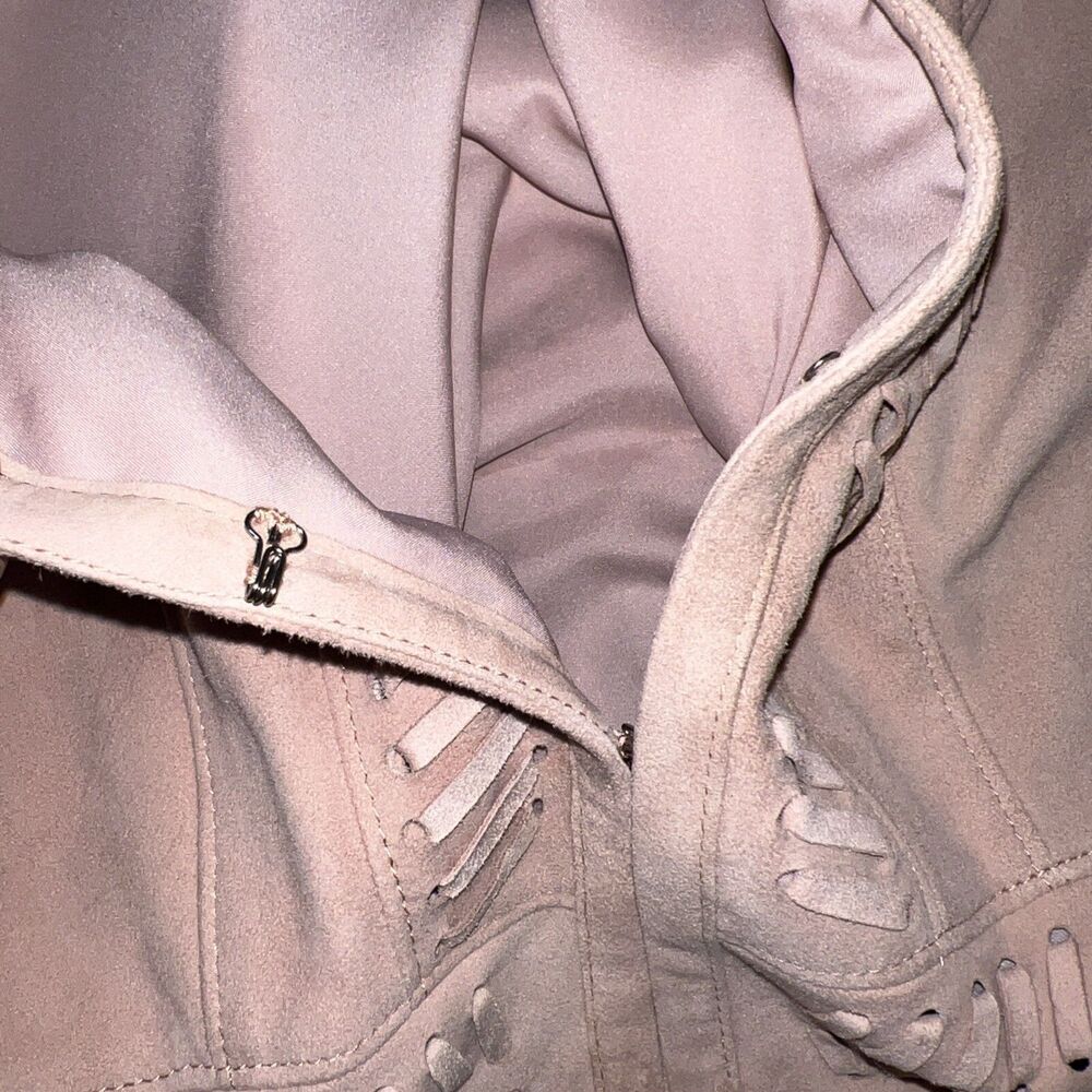 WHITE HOUSE BLACK MARKET Women Fringe Leather Suede Jacket Small Light Pink Boho - Picture 16 of 16